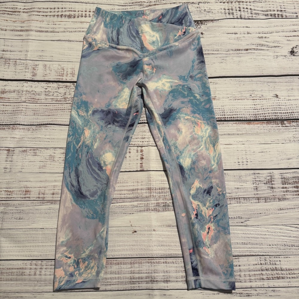 Victorias Secret VSX Sport Pants Blue Tie Dye Cropped Stretch Women's Size Large